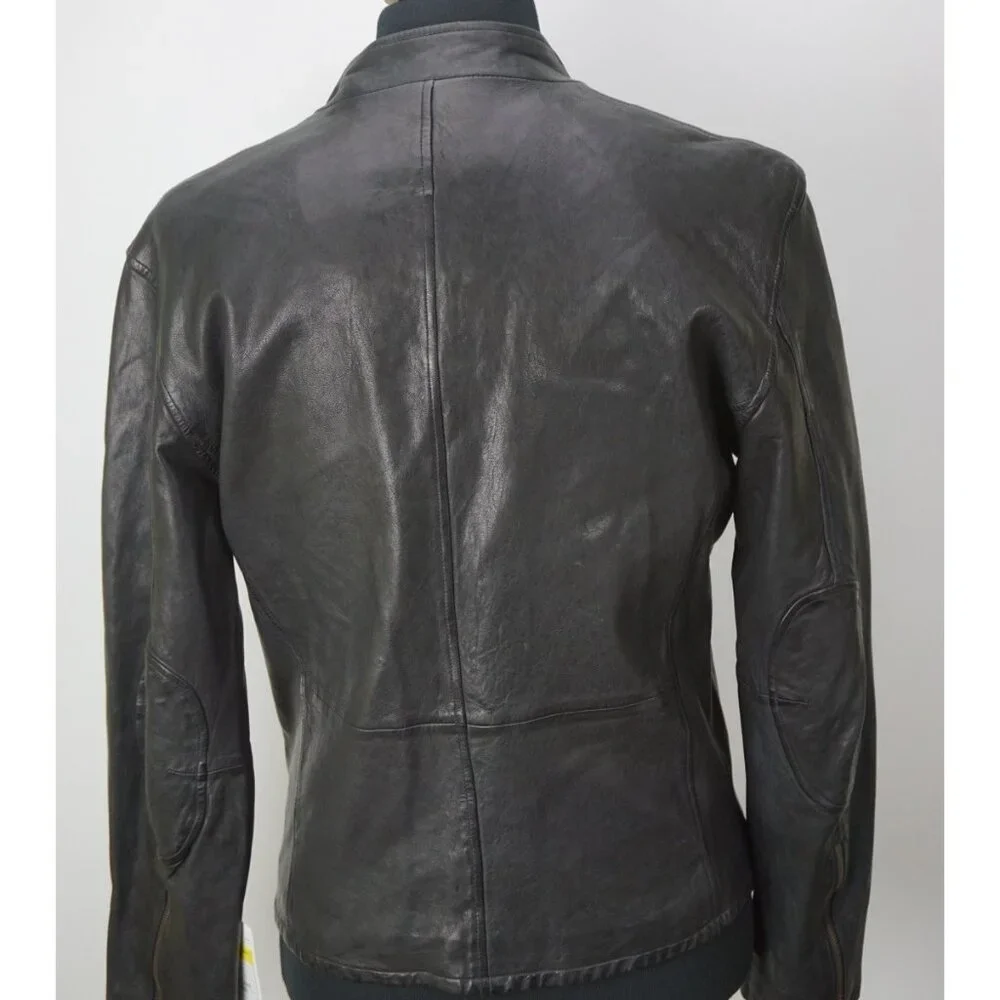 John Varvatos Indigo Motorcycle Biker Sheep Leather Jacket Coat Sz 50 NEW - Picture 3 of 8